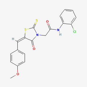 molecular formula C19H15ClN2O3S2 B2532940 N-(2-chlorophenyl)-2-[(5E)-5-[(4-methoxyphenyl)methylidene]-4-oxo-2-sulfanylidene-1,3-thiazolidin-3-yl]acetamide CAS No. 389077-24-1