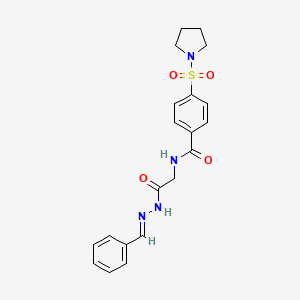 molecular formula C20H22N4O4S B2532950 (E)-N-(2-(2-benzylidenehydrazinyl)-2-oxoethyl)-4-(pyrrolidin-1-ylsulfonyl)benzamide CAS No. 391885-45-3