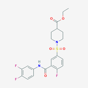 Ethyl 1-((3-((3,4-difluorophenyl)carbamoyl)-4-fluorophenyl)sulfonyl)piperidine-4-carboxylate