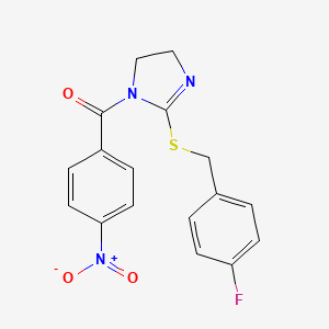 (2-((4-fluorobenzyl)thio)-4,5-dihydro-1H-imidazol-1-yl)(4-nitrophenyl)methanone