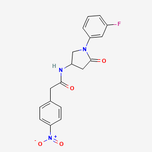 molecular formula C18H16FN3O4 B2533068 N-[1-(3-fluorophenyl)-5-oxopyrrolidin-3-yl]-2-(4-nitrophenyl)acetamide CAS No. 896290-80-5