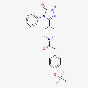 molecular formula C22H21F3N4O3 B2533071 4-phenyl-3-(1-{2-[4-(trifluoromethoxy)phenyl]acetyl}piperidin-4-yl)-4,5-dihydro-1H-1,2,4-triazol-5-one CAS No. 1775532-47-2