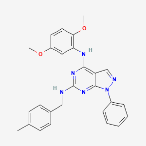 molecular formula C27H26N6O2 B2533129 N4-(2,5-dimethoxyphenyl)-N6-[(4-methylphenyl)methyl]-1-phenyl-1H-pyrazolo[3,4-d]pyrimidine-4,6-diamine CAS No. 955338-57-5
