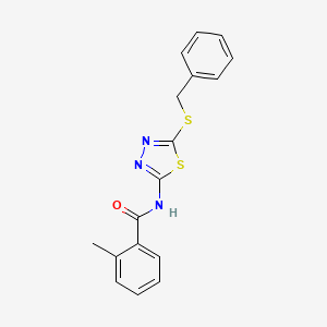 molecular formula C17H15N3OS2 B2533139 N-[5-(benzylsulfanyl)-1,3,4-thiadiazol-2-yl]-2-methylbenzamide CAS No. 393566-08-0