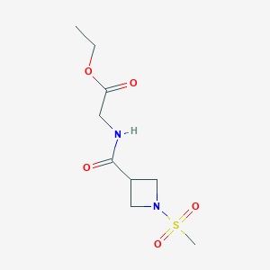 molecular formula C9H16N2O5S B2533187 Ethyl 2-(1-(methylsulfonyl)azetidine-3-carboxamido)acetate CAS No. 1428362-28-0