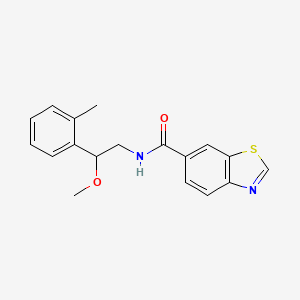 molecular formula C18H18N2O2S B2533193 N-[2-METHOXY-2-(2-METHYLPHENYL)ETHYL]-1,3-BENZOTHIAZOLE-6-CARBOXAMIDE CAS No. 1797898-00-0