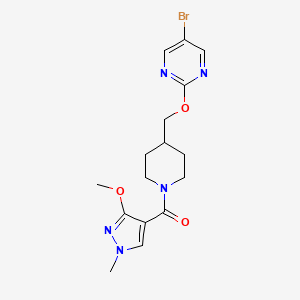 B2533207 [4-[(5-Bromopyrimidin-2-yl)oxymethyl]piperidin-1-yl]-(3-methoxy-1-methylpyrazol-4-yl)methanone CAS No. 2379975-13-8