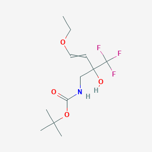 molecular formula C12H20F3NO4 B2533262 tert-butyl N-[4-ethoxy-2-hydroxy-2-(trifluoromethyl)but-3-en-1-yl]carbamate CAS No. 328029-05-6