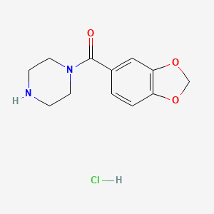 molecular formula C12H15ClN2O3 B2533287 Benzo[d][1,3]dioxol-5-yl(piperazin-1-yl)methanone hydrochloride CAS No. 1093402-61-9