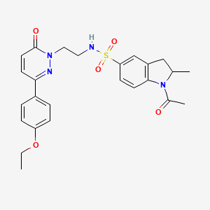 molecular formula C25H28N4O5S B2533293 1-acetyl-N-(2-(3-(4-ethoxyphenyl)-6-oxopyridazin-1(6H)-yl)ethyl)-2-methylindoline-5-sulfonamide CAS No. 921514-41-2