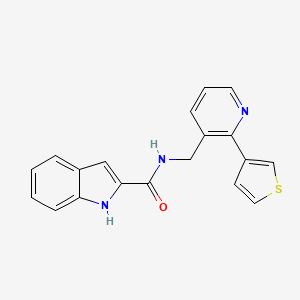 molecular formula C19H15N3OS B2533296 N-{[2-(thiophen-3-yl)pyridin-3-yl]methyl}-1H-indole-2-carboxamide CAS No. 2309745-40-0