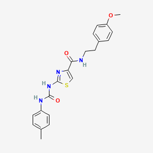 molecular formula C21H22N4O3S B2533340 N-(4-methoxyphenethyl)-2-(3-(p-tolyl)ureido)thiazole-4-carboxamide CAS No. 941968-56-5