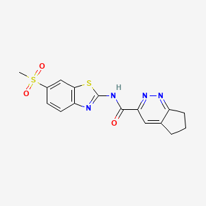 molecular formula C16H14N4O3S2 B2533366 N-(6-methanesulfonyl-1,3-benzothiazol-2-yl)-5H,6H,7H-cyclopenta[c]pyridazine-3-carboxamide CAS No. 2415465-93-7