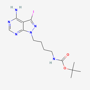 molecular formula C14H21IN6O2 B2533388 tert-Butyl (4-(4-amino-3-iodo-1H-pyrazolo[3,4-d]pyrimidin-1-yl)butyl)carbamate 