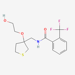 molecular formula C15H18F3NO3S B2533401 N-{[3-(2-hydroxyethoxy)thiolan-3-yl]methyl}-2-(trifluoromethyl)benzamide CAS No. 2309536-72-7