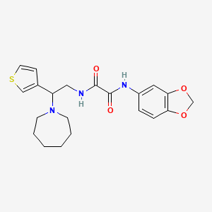 molecular formula C21H25N3O4S B2533460 N'-[2-(azepan-1-yl)-2-(thiophen-3-yl)ethyl]-N-(2H-1,3-benzodioxol-5-yl)ethanediamide CAS No. 946356-15-6