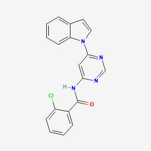 molecular formula C19H13ClN4O B2533469 2-chloro-N-[6-(1H-indol-1-yl)pyrimidin-4-yl]benzamide CAS No. 1428367-07-0