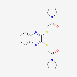 2-[3-(2-Oxo-2-pyrrolidin-1-ylethyl)sulfanylquinoxalin-2-yl]sulfanyl-1-pyrrolidin-1-ylethanone
