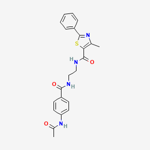 molecular formula C22H22N4O3S B2533491 N-(2-(4-acetamidobenzamido)ethyl)-4-methyl-2-phenylthiazole-5-carboxamide CAS No. 1021137-08-5