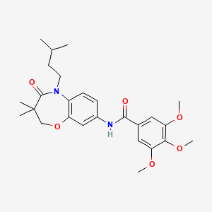 molecular formula C26H34N2O6 B2533499 N-(5-isopentyl-3,3-dimethyl-4-oxo-2,3,4,5-tetrahydrobenzo[b][1,4]oxazepin-8-yl)-3,4,5-trimethoxybenzamide CAS No. 921585-15-1