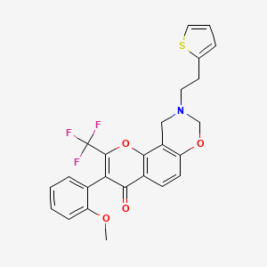 3-(2-methoxyphenyl)-9-(2-(thiophen-2-yl)ethyl)-2-(trifluoromethyl)-9,10-dihydrochromeno[8,7-e][1,3]oxazin-4(8H)-one