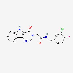 molecular formula C19H14ClFN4O2 B2533532 N-[(3-chloro-4-fluorophenyl)methyl]-2-{4-oxo-3H,4H,5H-pyrimido[5,4-b]indol-3-yl}acetamide CAS No. 1189660-08-9