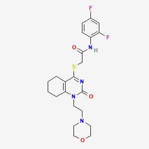molecular formula C22H26F2N4O3S B2533546 N-(2,4-difluorophenyl)-2-((1-(2-morpholinoethyl)-2-oxo-1,2,5,6,7,8-hexahydroquinazolin-4-yl)thio)acetamide CAS No. 898435-36-4