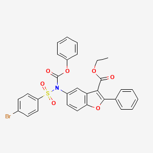 molecular formula C30H22BrNO7S B2533558 ethyl 5-[N-(phenoxycarbonyl)4-bromobenzenesulfonamido]-2-phenyl-1-benzofuran-3-carboxylate CAS No. 448214-68-4