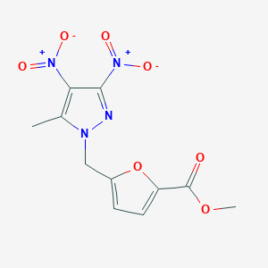 molecular formula C11H10N4O7 B2533577 Methyl 5-[(5-methyl-3,4-dinitro-1H-pyrazol-1-yl)methyl]-2-furoate CAS No. 312309-39-0