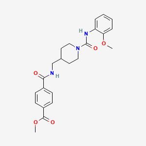 molecular formula C23H27N3O5 B2533585 Methyl 4-(((1-((2-methoxyphenyl)carbamoyl)piperidin-4-yl)methyl)carbamoyl)benzoate CAS No. 1235640-43-3