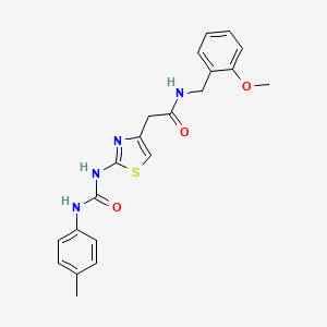 molecular formula C21H22N4O3S B2533648 N-[(2-methoxyphenyl)methyl]-2-(2-{[(4-methylphenyl)carbamoyl]amino}-1,3-thiazol-4-yl)acetamide CAS No. 1005305-11-2