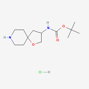 molecular formula C13H25ClN2O3 B2533684 Tert-butyl N-(1-oxa-8-azaspiro[4.5]decan-3-yl)carbamate;hydrochloride CAS No. 2287341-18-6