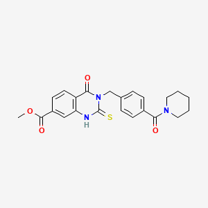 molecular formula C23H23N3O4S B2533691 methyl 4-oxo-3-{[4-(piperidine-1-carbonyl)phenyl]methyl}-2-sulfanylidene-1,2,3,4-tetrahydroquinazoline-7-carboxylate CAS No. 422283-61-2