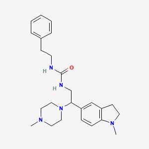 1-(2-(1-Methylindolin-5-yl)-2-(4-methylpiperazin-1-yl)ethyl)-3-phenethylurea