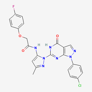 N-(1-(1-(4-chlorophenyl)-4-oxo-4,5-dihydro-1H-pyrazolo[3,4-d]pyrimidin-6-yl)-3-methyl-1H-pyrazol-5-yl)-2-(4-fluorophenoxy)acetamide