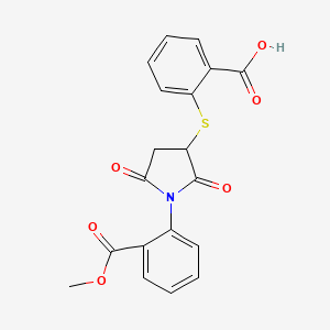 B2533732 2-((1-(2-(Methoxycarbonyl)phenyl)-2,5-dioxopyrrolidin-3-yl)thio)benzoic acid CAS No. 924865-44-1