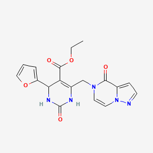 B2533753 Ethyl 4-(furan-2-yl)-2-oxo-6-[(4-oxopyrazolo[1,5-a]pyrazin-5-yl)methyl]-3,4-dihydro-1H-pyrimidine-5-carboxylate CAS No. 2379971-36-3