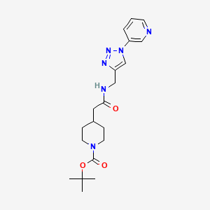 molecular formula C20H28N6O3 B2533781 tert-butyl 4-(2-oxo-2-(((1-(pyridin-3-yl)-1H-1,2,3-triazol-4-yl)methyl)amino)ethyl)piperidine-1-carboxylate CAS No. 2034539-29-0