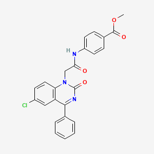 molecular formula C24H18ClN3O4 B2533783 Methyl 4-[2-(6-chloro-2-oxo-4-phenyl-1,2-dihydroquinazolin-1-yl)acetamido]benzoate CAS No. 932452-77-2