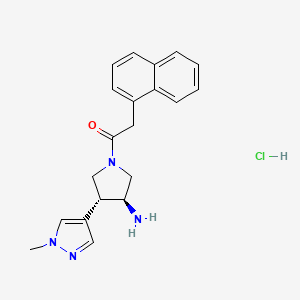 1-[(3S,4R)-3-Amino-4-(1-methylpyrazol-4-yl)pyrrolidin-1-yl]-2-naphthalen-1-ylethanone;hydrochloride