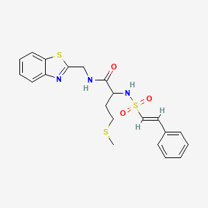 N-(1,3-Benzothiazol-2-ylmethyl)-4-methylsulfanyl-2-[[(E)-2-phenylethenyl]sulfonylamino]butanamide