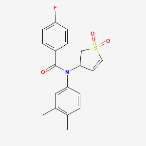 molecular formula C19H18FNO3S B2533801 N-(3,4-Dimethylphenyl)-N-(1,1-dioxido-2,3-dihydro-3-thiophenyl)-4-fluorobenzamide CAS No. 863021-81-2