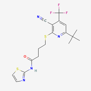 4-((6-(tert-butyl)-3-cyano-4-(trifluoromethyl)pyridin-2-yl)thio)-N-(thiazol-2-yl)butanamide