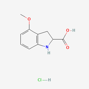 molecular formula C10H12ClNO3 B2533836 4-Methoxy-2,3-dihydro-1H-indole-2-carboxylic acid;hydrochloride CAS No. 2137450-21-4