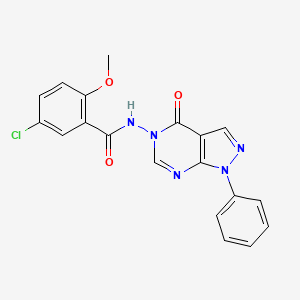 molecular formula C19H14ClN5O3 B2533839 5-chloro-2-methoxy-N-(4-oxo-1-phenyl-1H-pyrazolo[3,4-d]pyrimidin-5(4H)-yl)benzamide CAS No. 899946-12-4