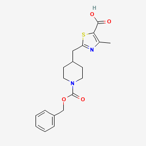 molecular formula C19H22N2O4S B2533850 4-Methyl-2-[(1-phenylmethoxycarbonylpiperidin-4-yl)methyl]-1,3-thiazole-5-carboxylic acid CAS No. 2287300-80-3