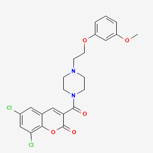 molecular formula C23H22Cl2N2O5 B2533859 6,8-dichloro-3-(4-(2-(3-methoxyphenoxy)ethyl)piperazine-1-carbonyl)-2H-chromen-2-one CAS No. 904371-62-6
