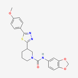 molecular formula C22H22N4O4S B2533875 N-(2H-1,3-benzodioxol-5-yl)-3-[5-(4-methoxyphenyl)-1,3,4-thiadiazol-2-yl]piperidine-1-carboxamide CAS No. 1203419-19-5