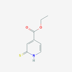 molecular formula C8H9NO2S B2533908 4-Pyridinecarboxylic acid, 1,2-dihydro-2-thioxo-, ethyl ester CAS No. 90005-68-8