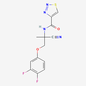 molecular formula C13H10F2N4O2S B2533913 N-[1-cyano-2-(3,4-difluorophenoxy)-1-methylethyl]-1,2,3-thiadiazole-4-carboxamide CAS No. 1444637-29-9